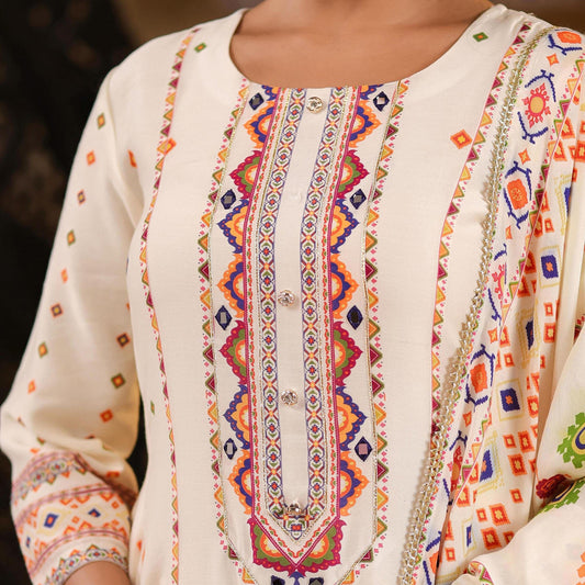 Chanderi Silk Patola Printed Anarkali Set - Bluauraa