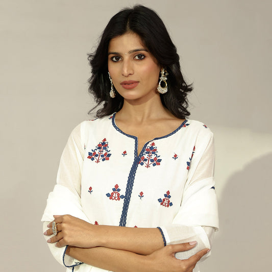 Mulmul Embroidered Sharara Set - Bluauraa