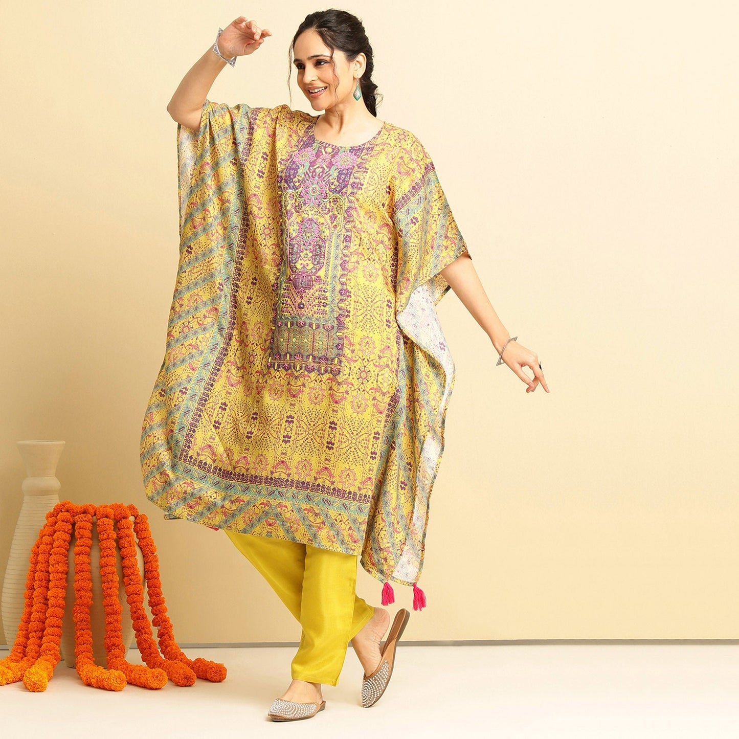 Rayon Printed Kaftan Set - Bluauraa