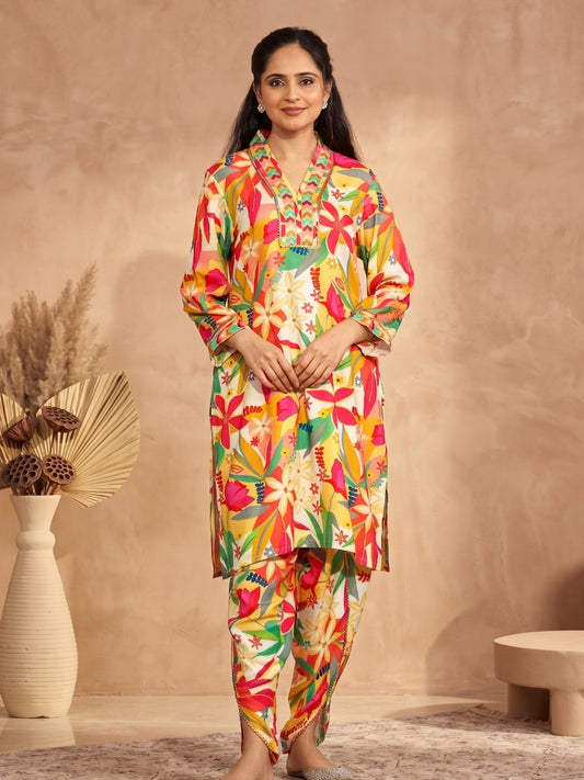 Rayon Floral Printed Co - Ord Set - Bluauraa