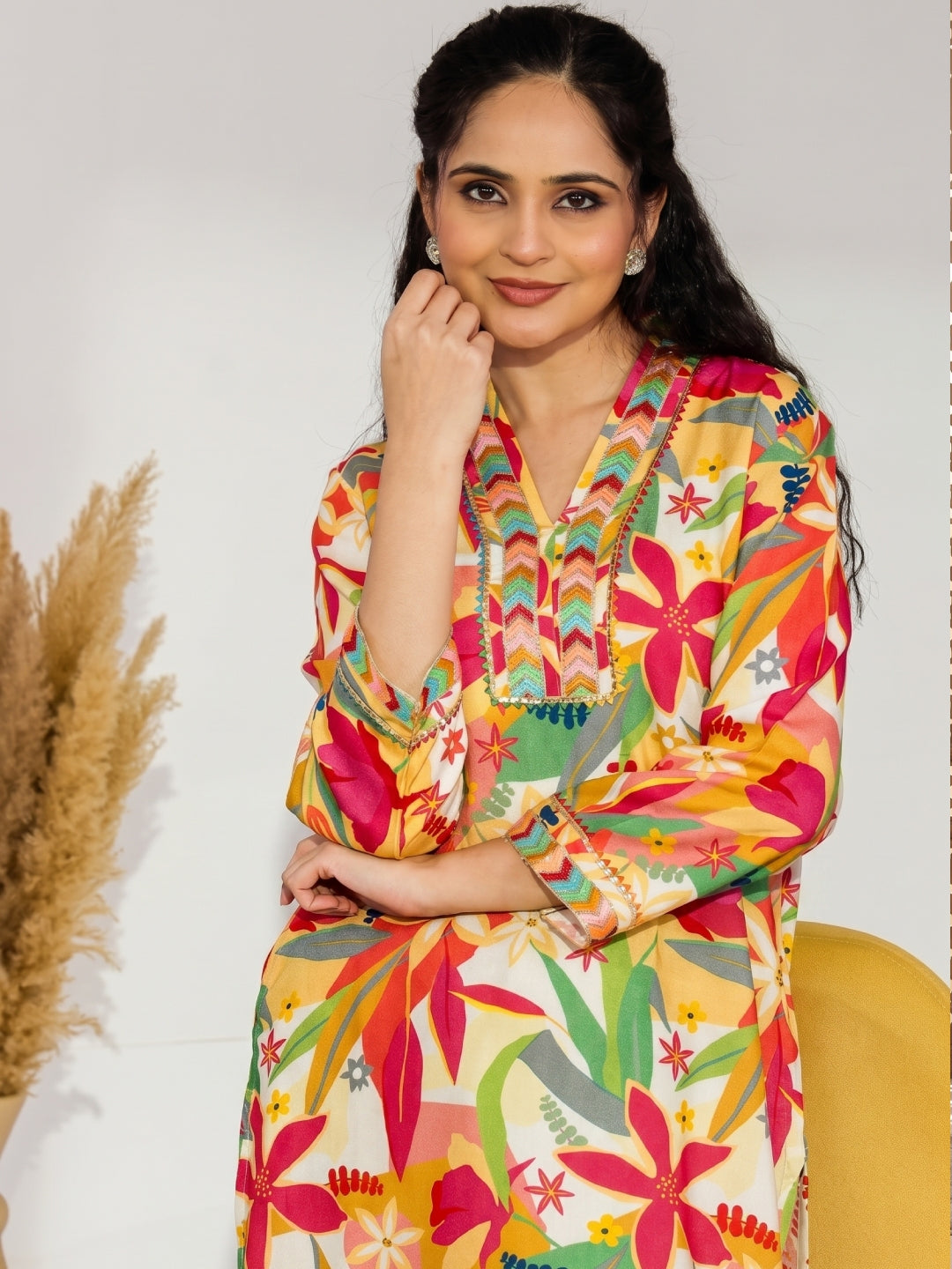 Rayon Floral Printed Co - Ord Set - Bluauraa
