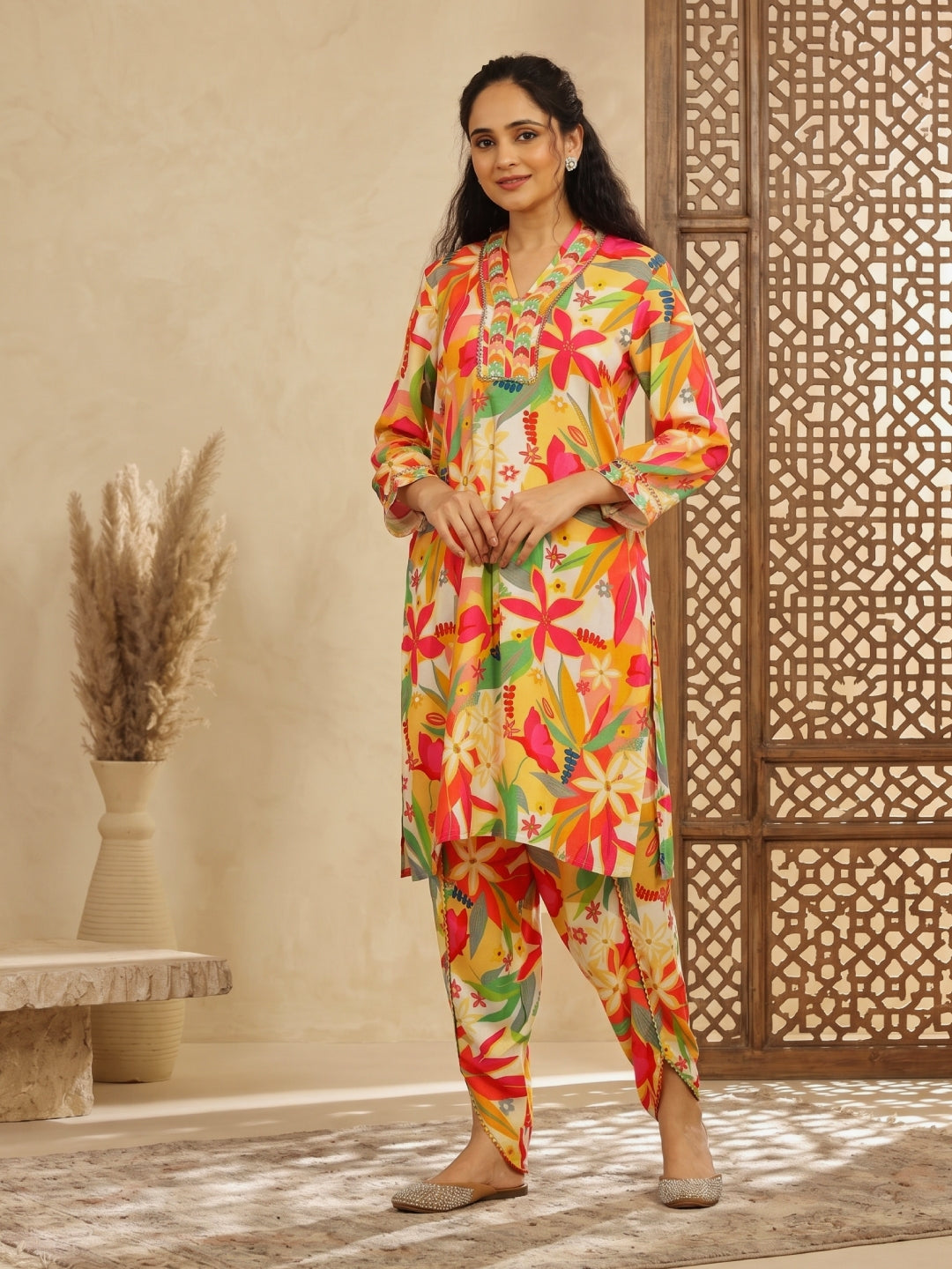 Rayon Floral Printed Co - Ord Set - Bluauraa