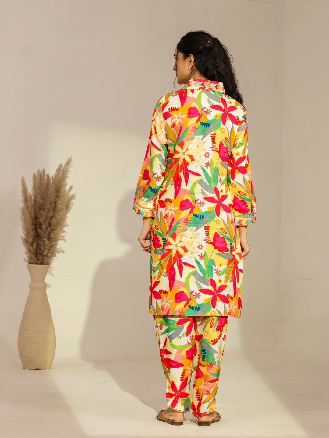Rayon Floral Printed Co-Ord Set - BluAuraa
