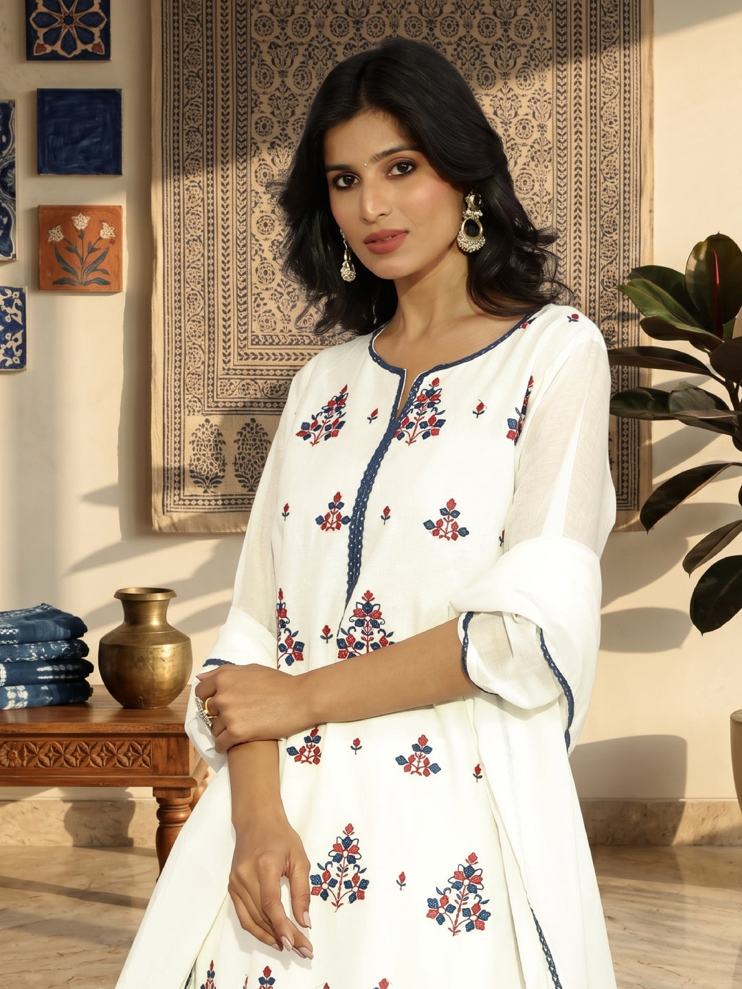 Mulmul Embroidered Sharara Set - Bluauraa