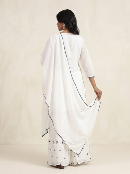 Mulmul Embroidered Sharara Set - BluAuraa