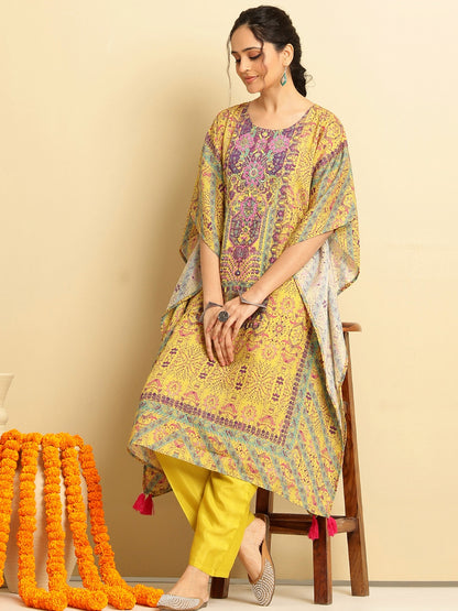 Rayon Printed Kaftan Set - Bluauraa