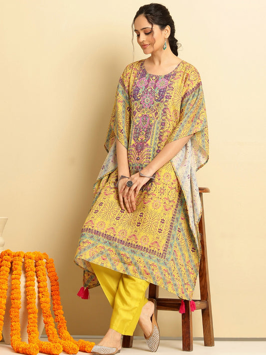 Rayon Printed Kaftan Set - Bluauraa