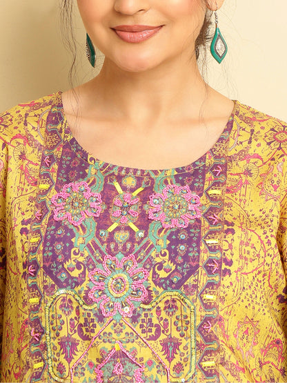 Rayon Printed Kaftan Set - Bluauraa