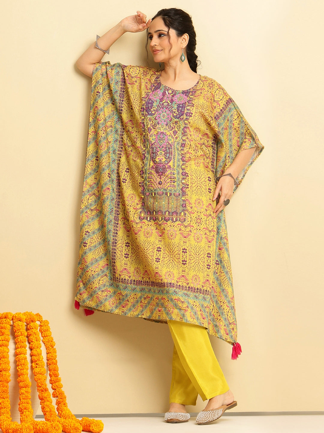 Rayon Printed Kaftan Set - Bluauraa