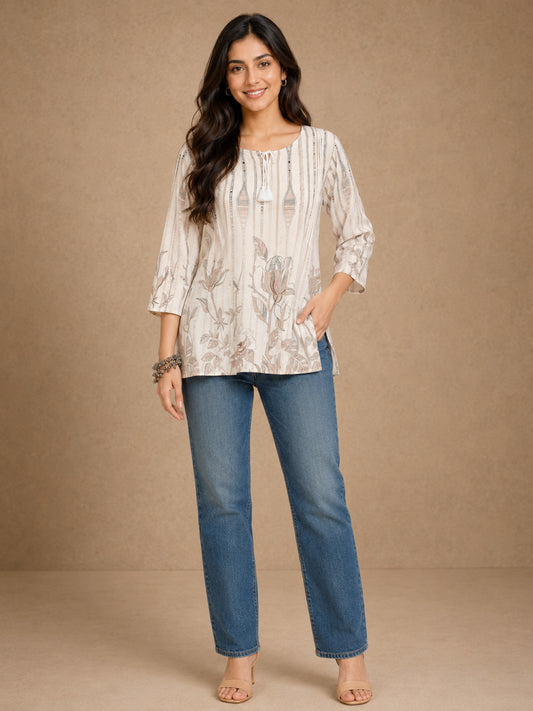 Women wearing Bluauraa Tunic/Kurti/Tops