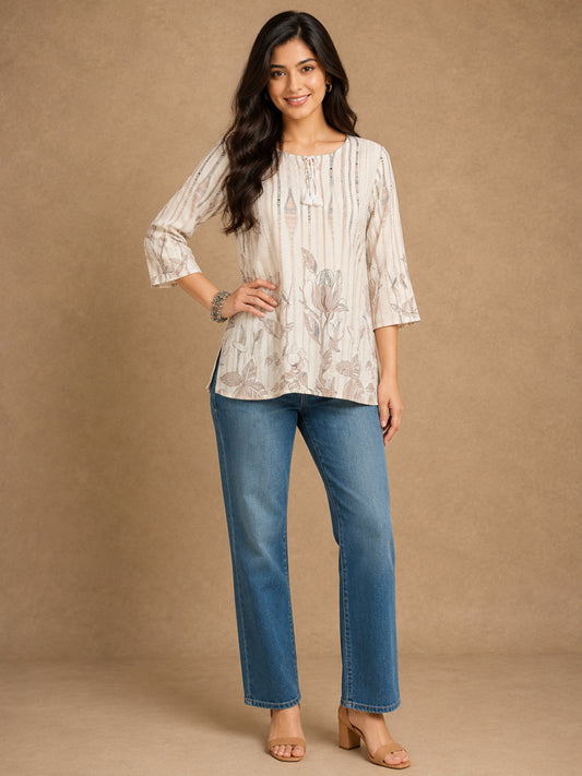 Women wearing Bluauraa Tunic/Kurti/Tops