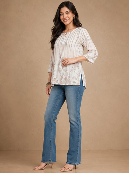 Women wearing Bluauraa Tunic/Kurti/Tops