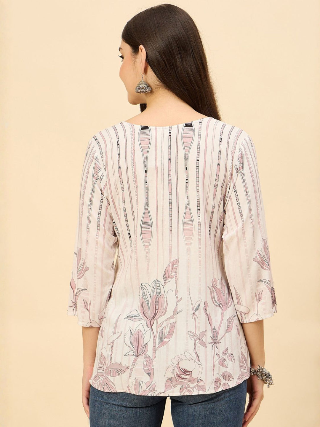 Blush Pink Floral Printed Summer Top - BluAuraa