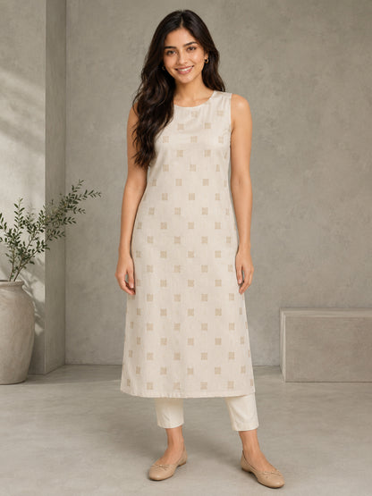 Sleeveless Kurti with Golden Butti - BluAuraa