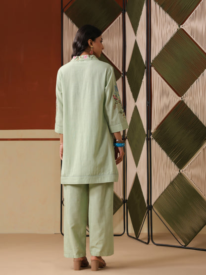 Pista Green Embroiidered Co-ord Set - BluAuraa