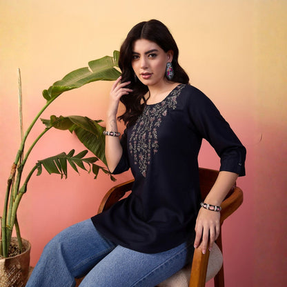 Women wearing Bluauraa Tunic/Kurti/Tops