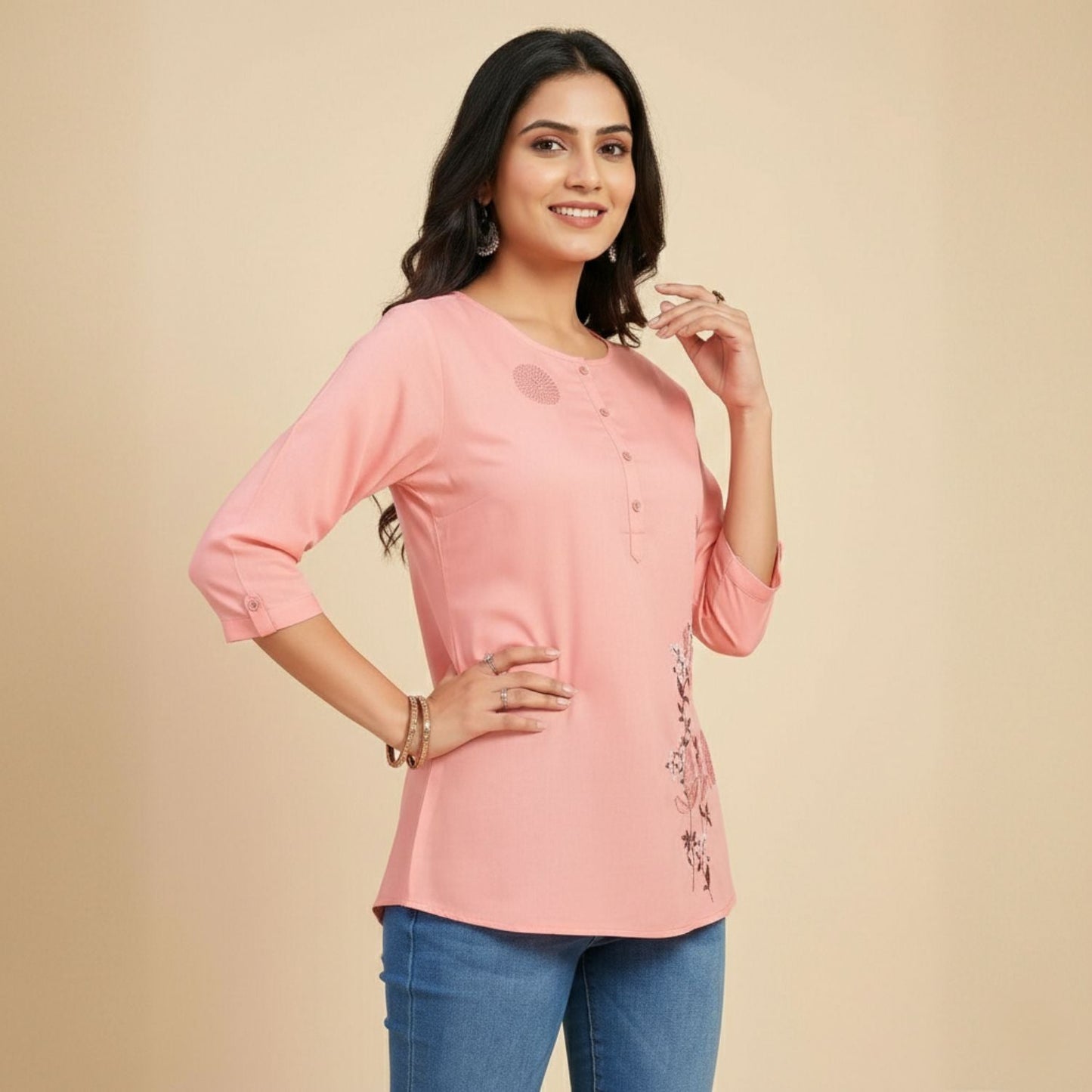 Women wearing Bluauraa Tunic/Kurti/Tops