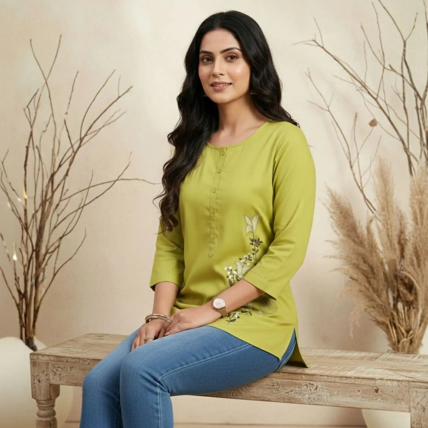 Women wearing Bluauraa Tunic/Kurti/Tops