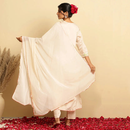 Chanderi Silk Embroidered Anarkali Set - Bluauraa
