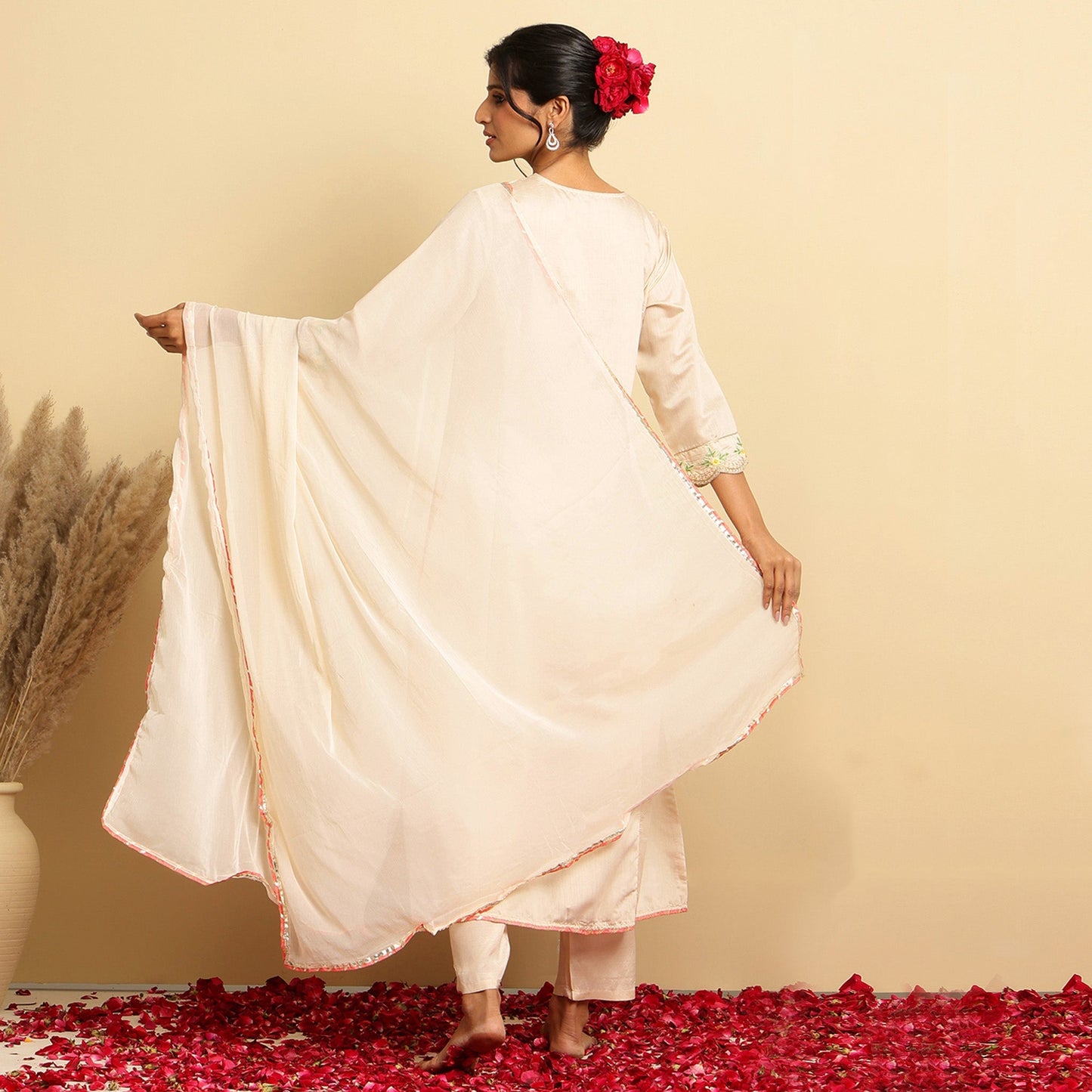 Chanderi Silk Embroidered Anarkali Set - Bluauraa