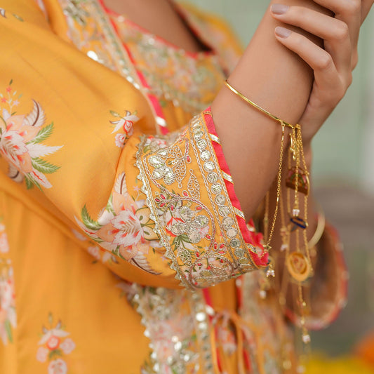 Chanderi Silk Floral Printed Shrug Set - Bluauraa