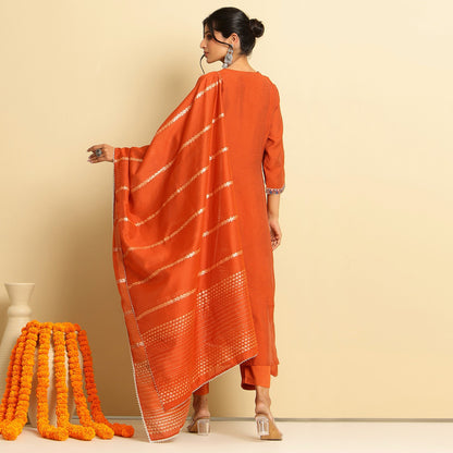 Mul Chanderi Embroidered Anarkali Suit - Bluauraa