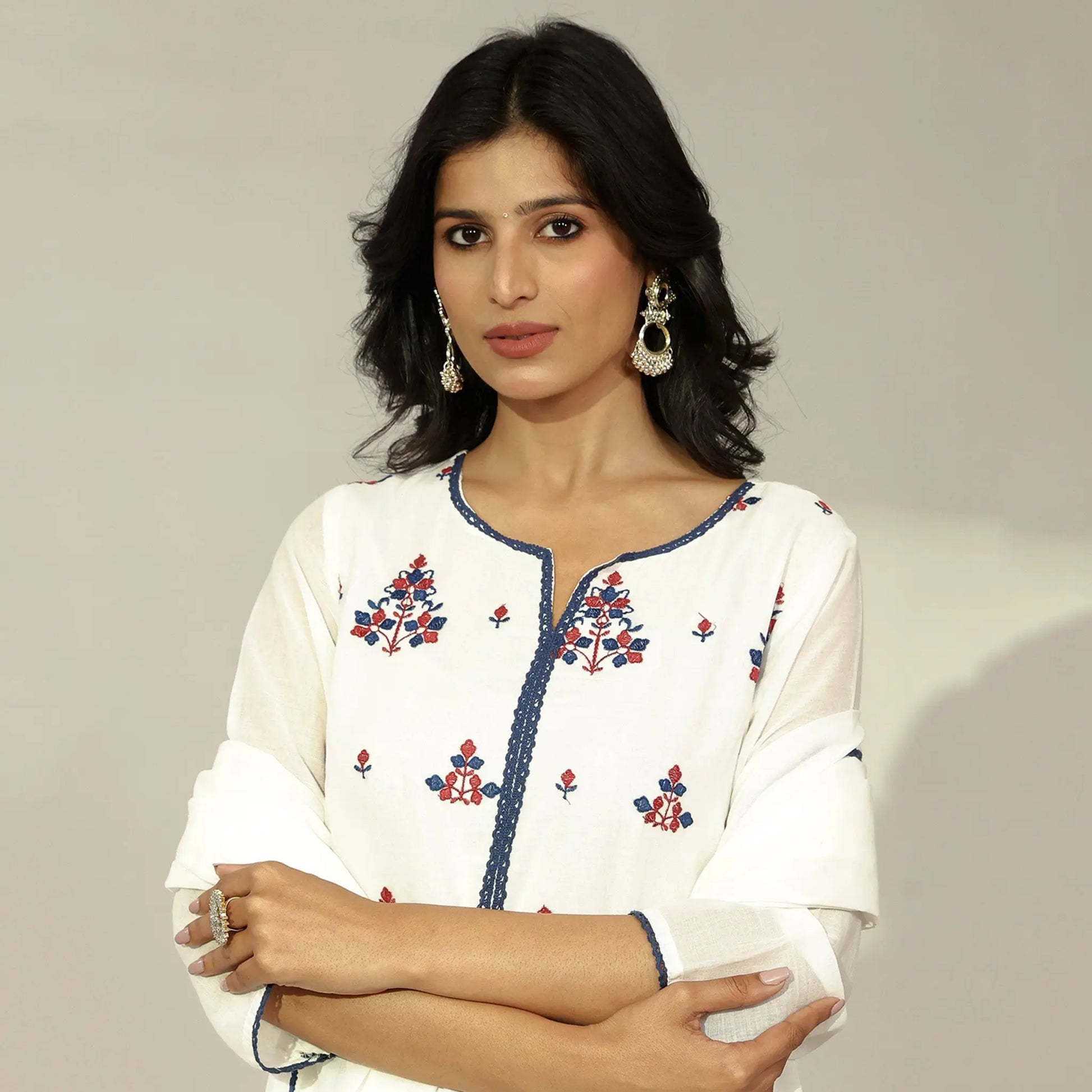 Mulmul Embroidered Sharara Set - Bluauraa