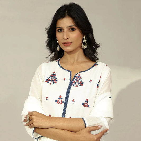 Mulmul Embroidered Sharara Set - Bluauraa