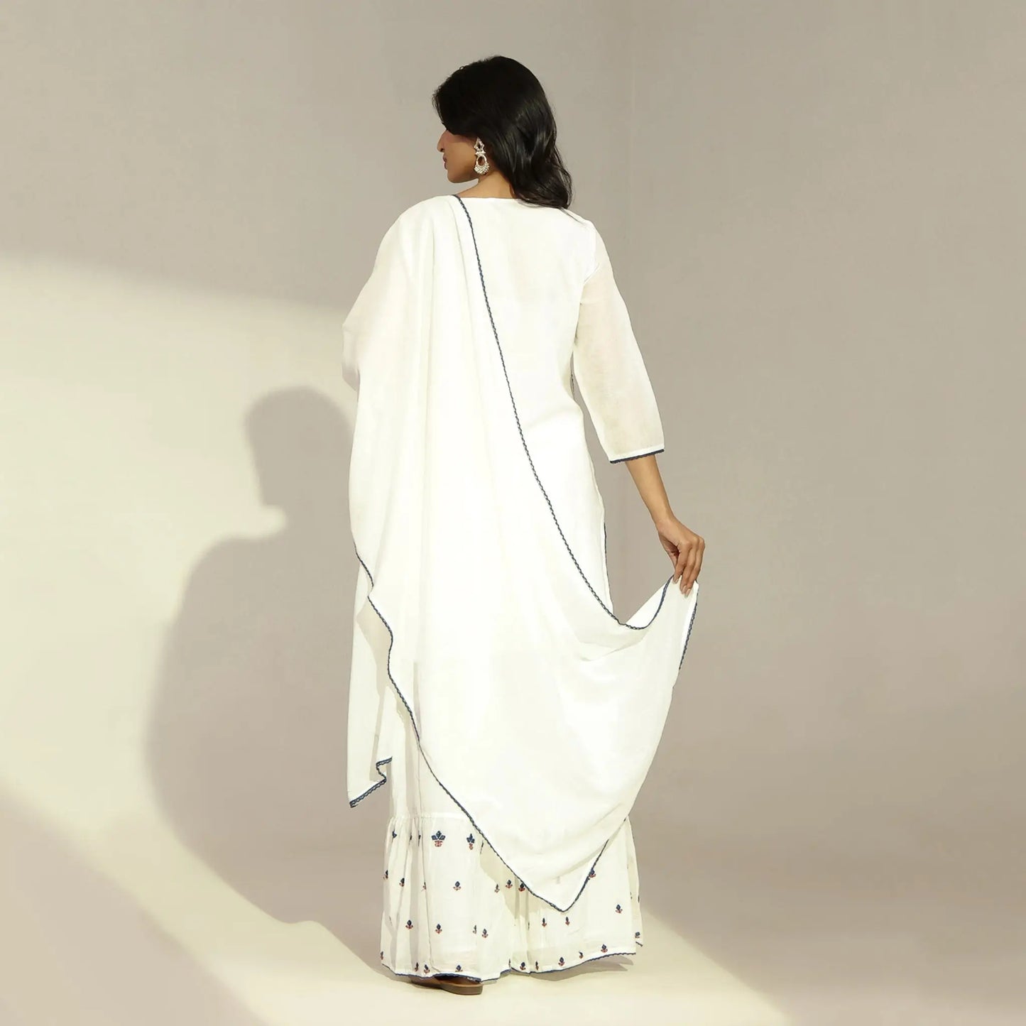 Mulmul Embroidered Sharara Set - Bluauraa