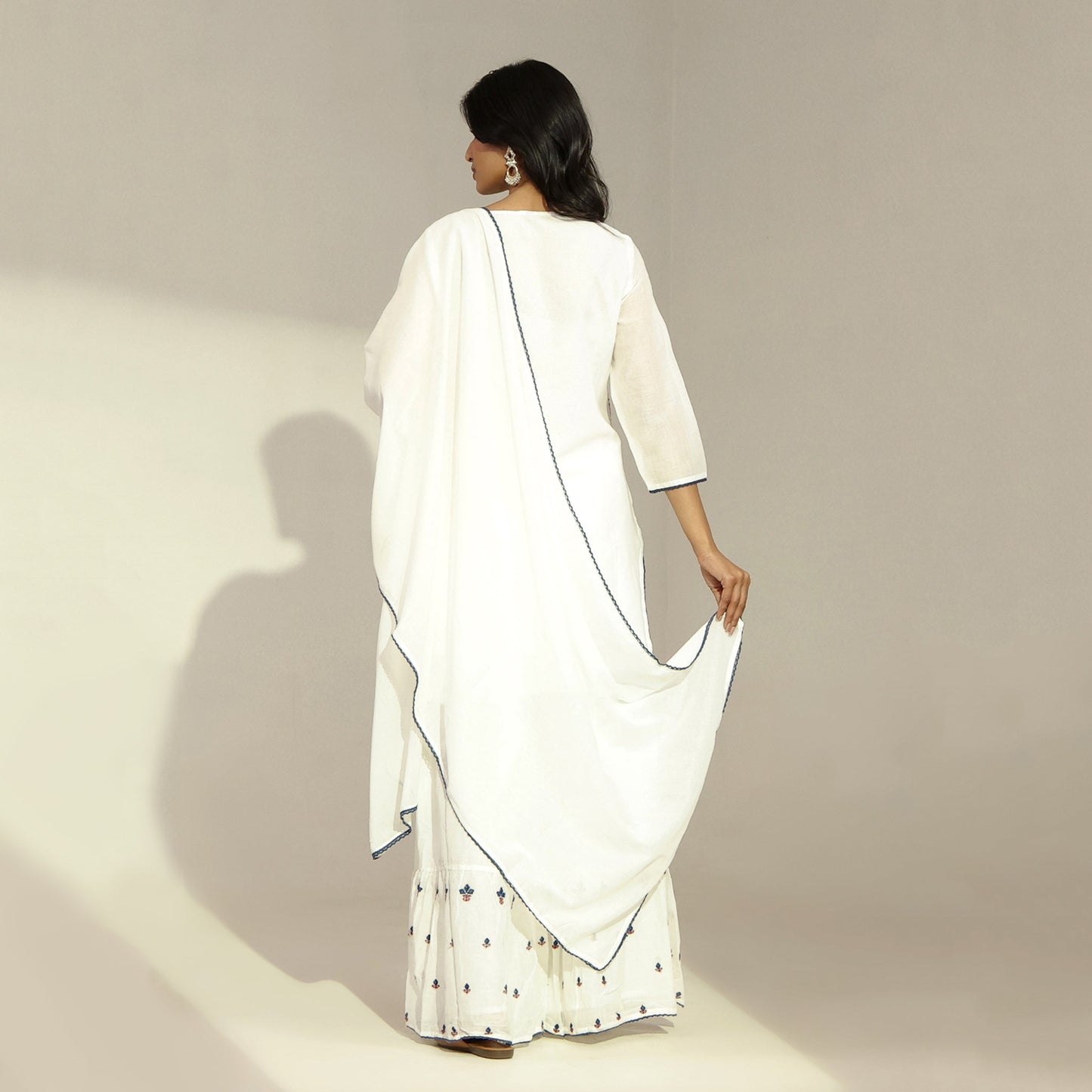 Mulmul Embroidered Sharara Set - Bluauraa