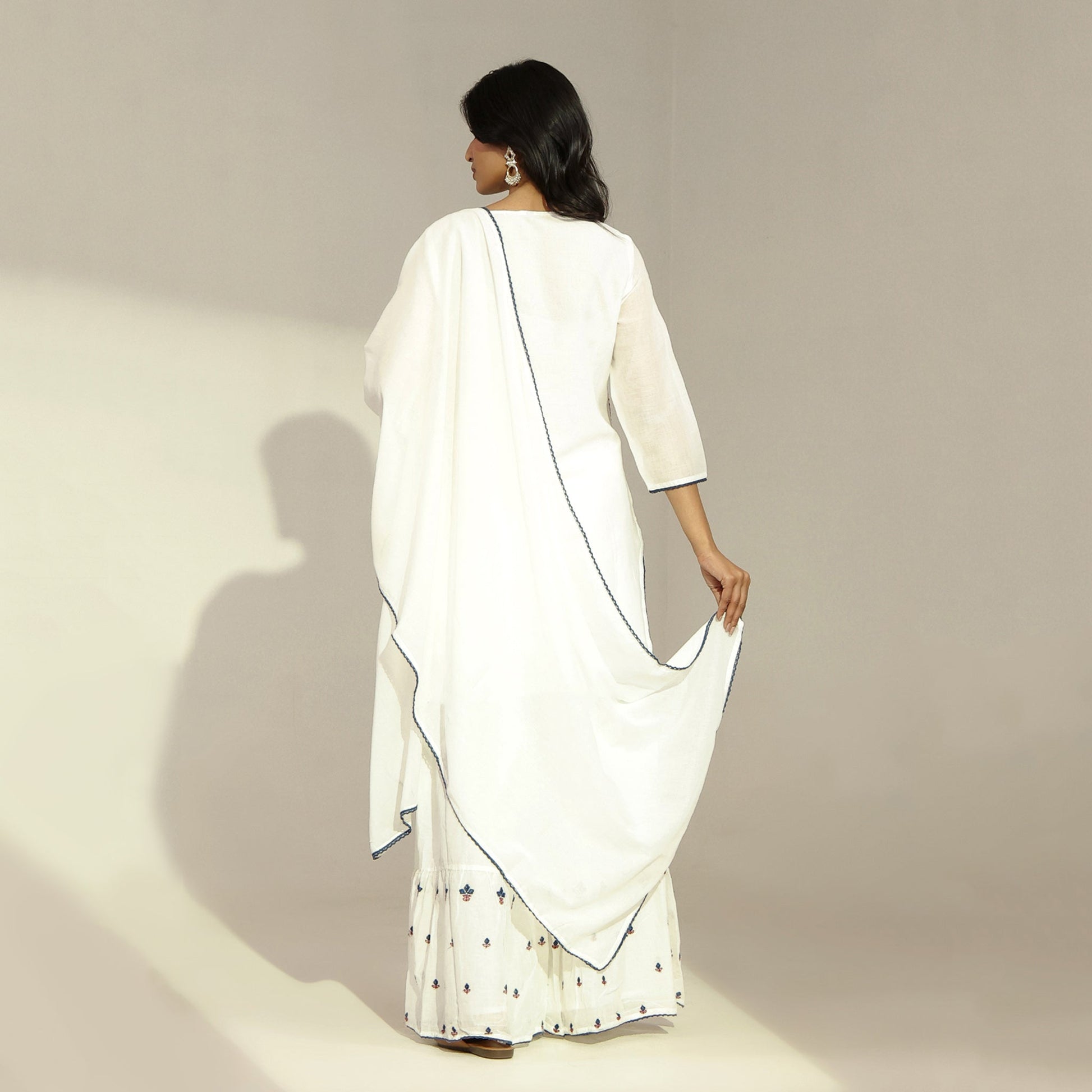 Mulmul Embroidered Sharara Set - Bluauraa