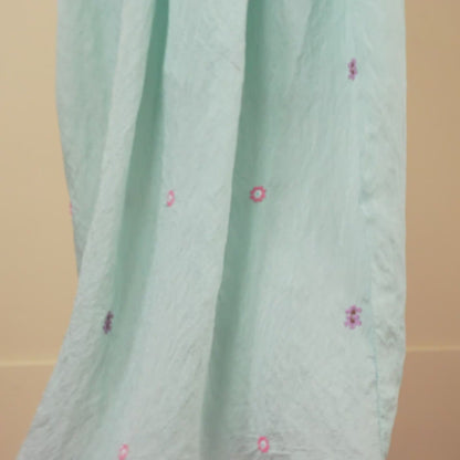 Mul Chanderi Embroidered Angrakha Anarkali Suit