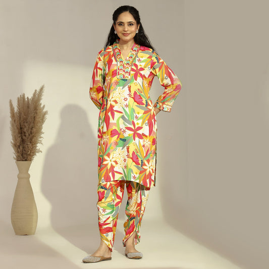 Rayon Floral Printed Co - Ord Set - Bluauraa