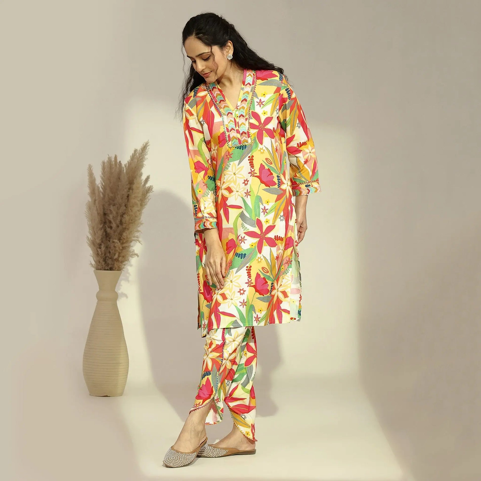 Rayon Floral Printed Co - Ord Set - Bluauraa