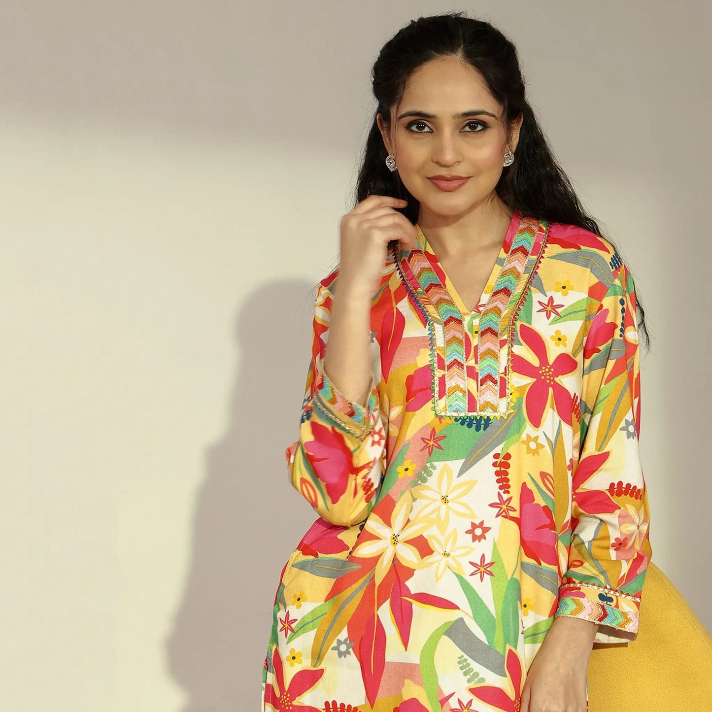 Rayon Floral Printed Co - Ord Set - Bluauraa