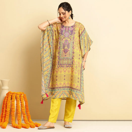 Rayon Printed Kaftan Set - Bluauraa