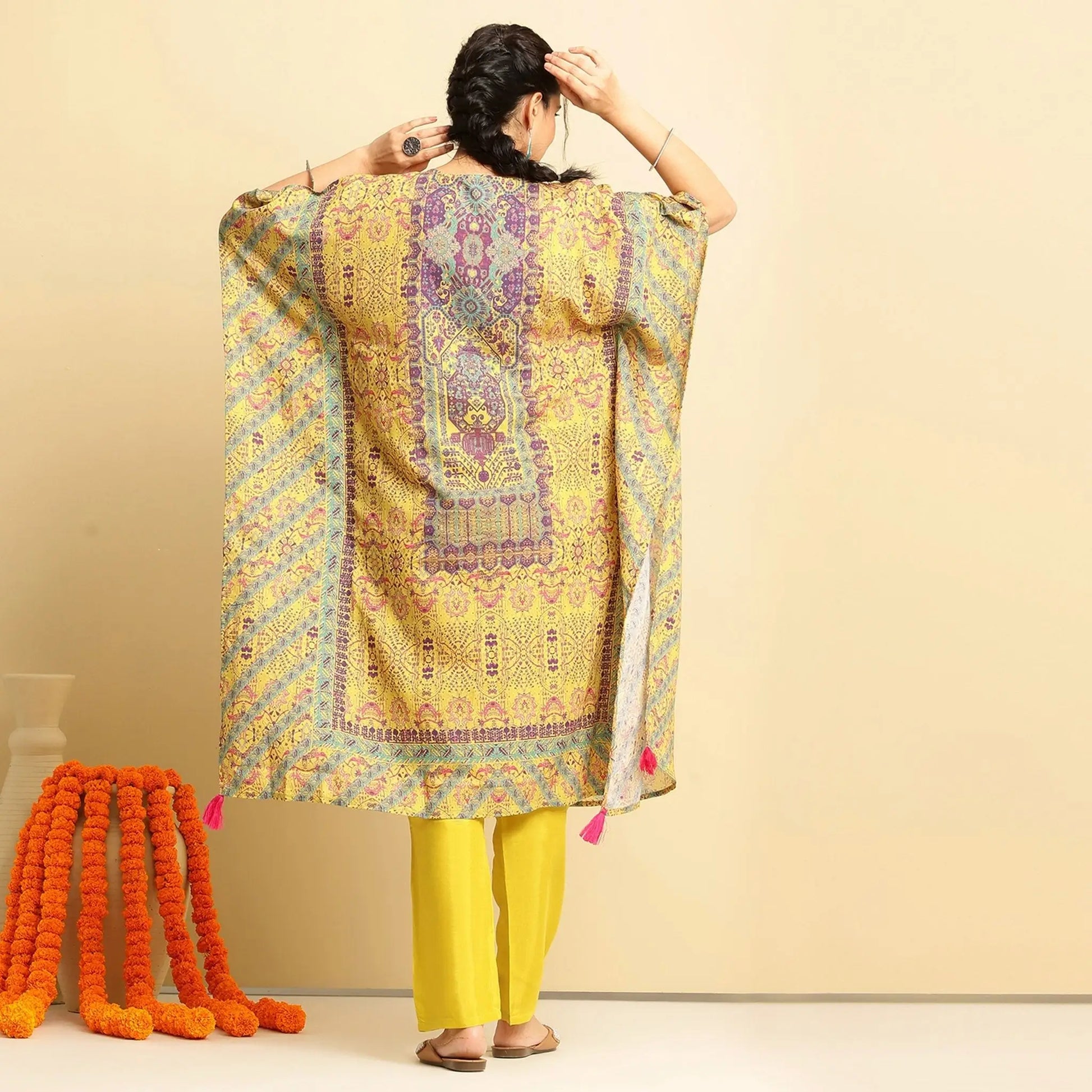 Rayon Printed Kaftan Set - Bluauraa