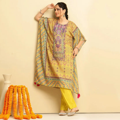 Rayon Printed Kaftan Set - Bluauraa