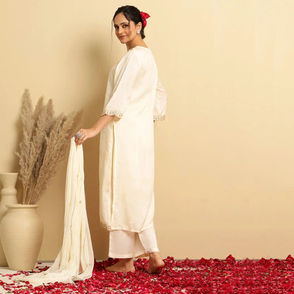 Shimmer Tissue Embroidered - Handwork Straight Suit - Bluauraa