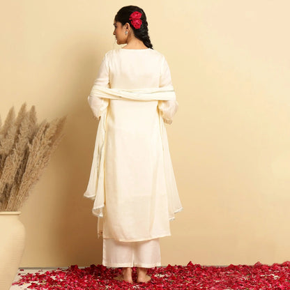 Shimmer Tissue Embroidered - Handwork Straight Suit - Bluauraa